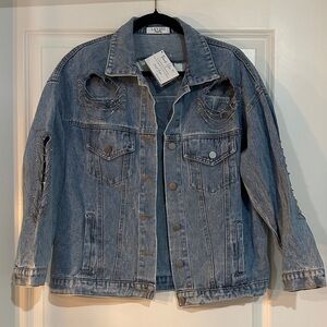 Lavish Blue Distressed Jean Jacket